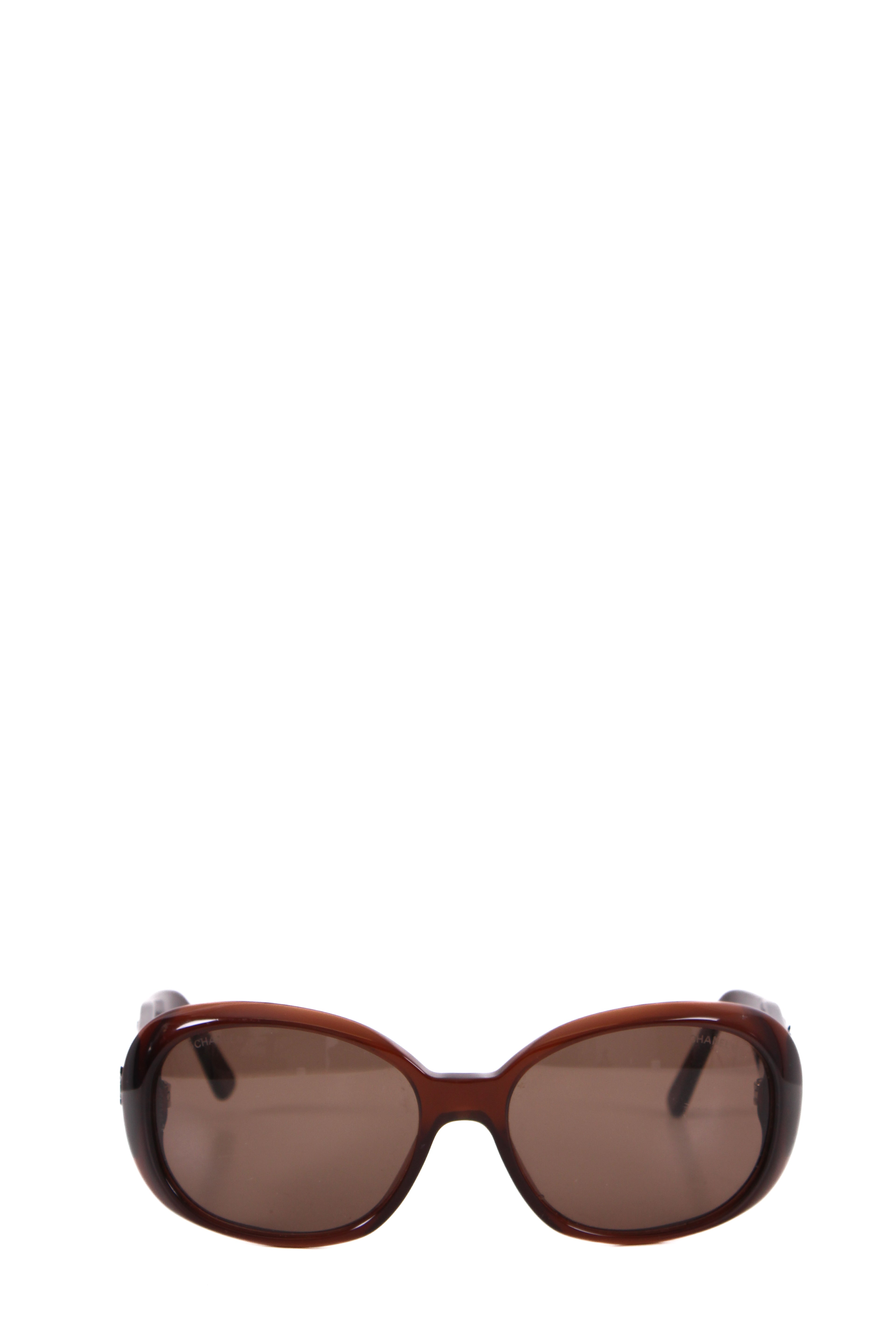 Chanel Camelia Flower Detail Sunglasses Brown
