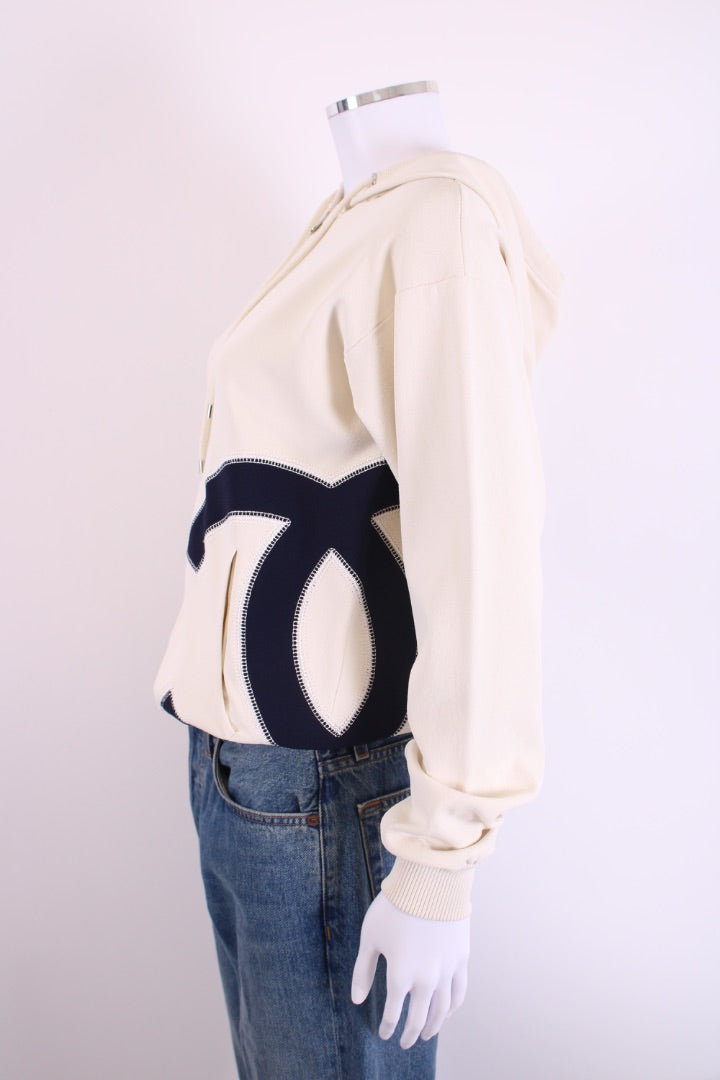 Chanel 2018 XL Logo Hoodie Cream/Navy 38