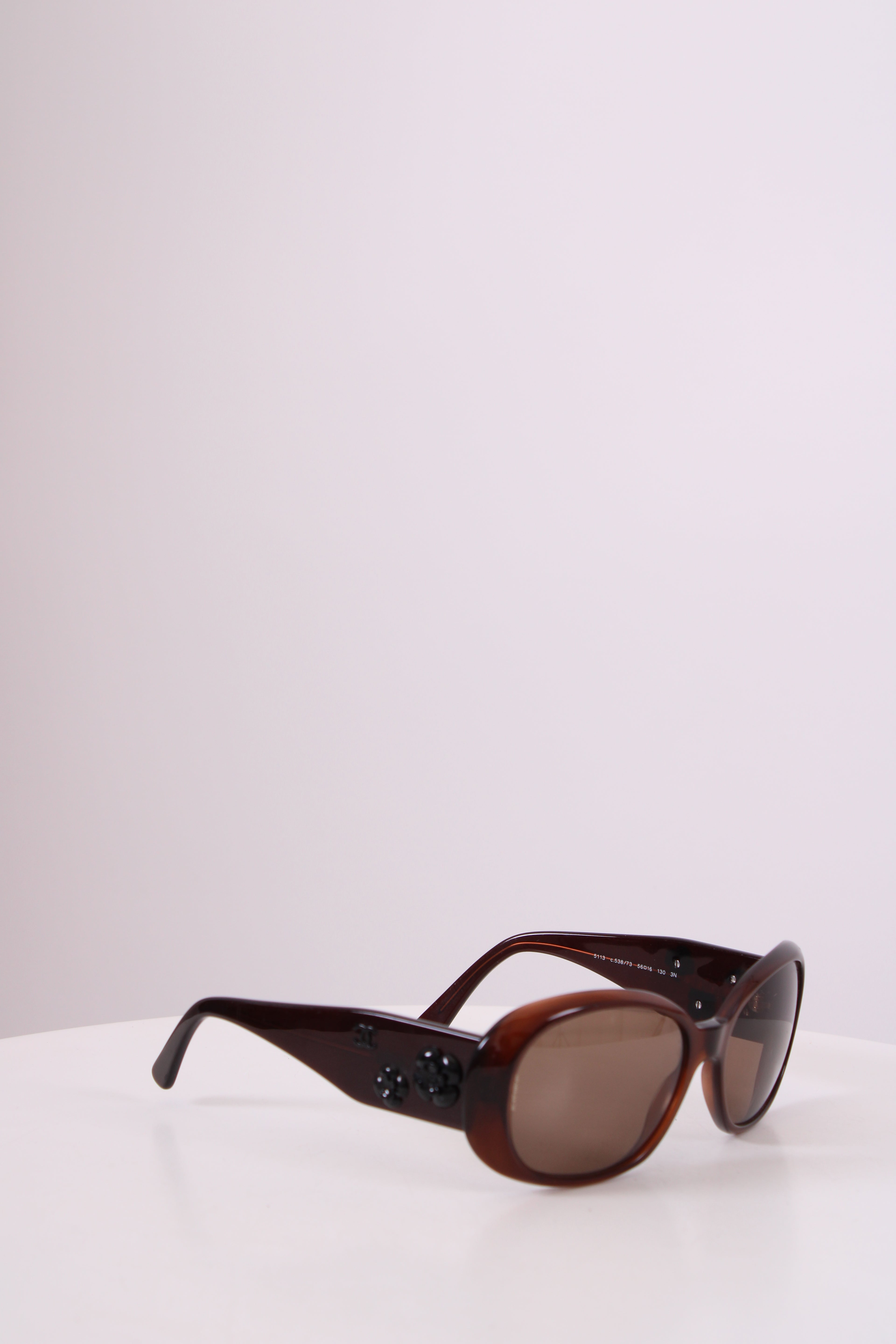 Chanel Camelia Flower Detail Sunglasses Brown