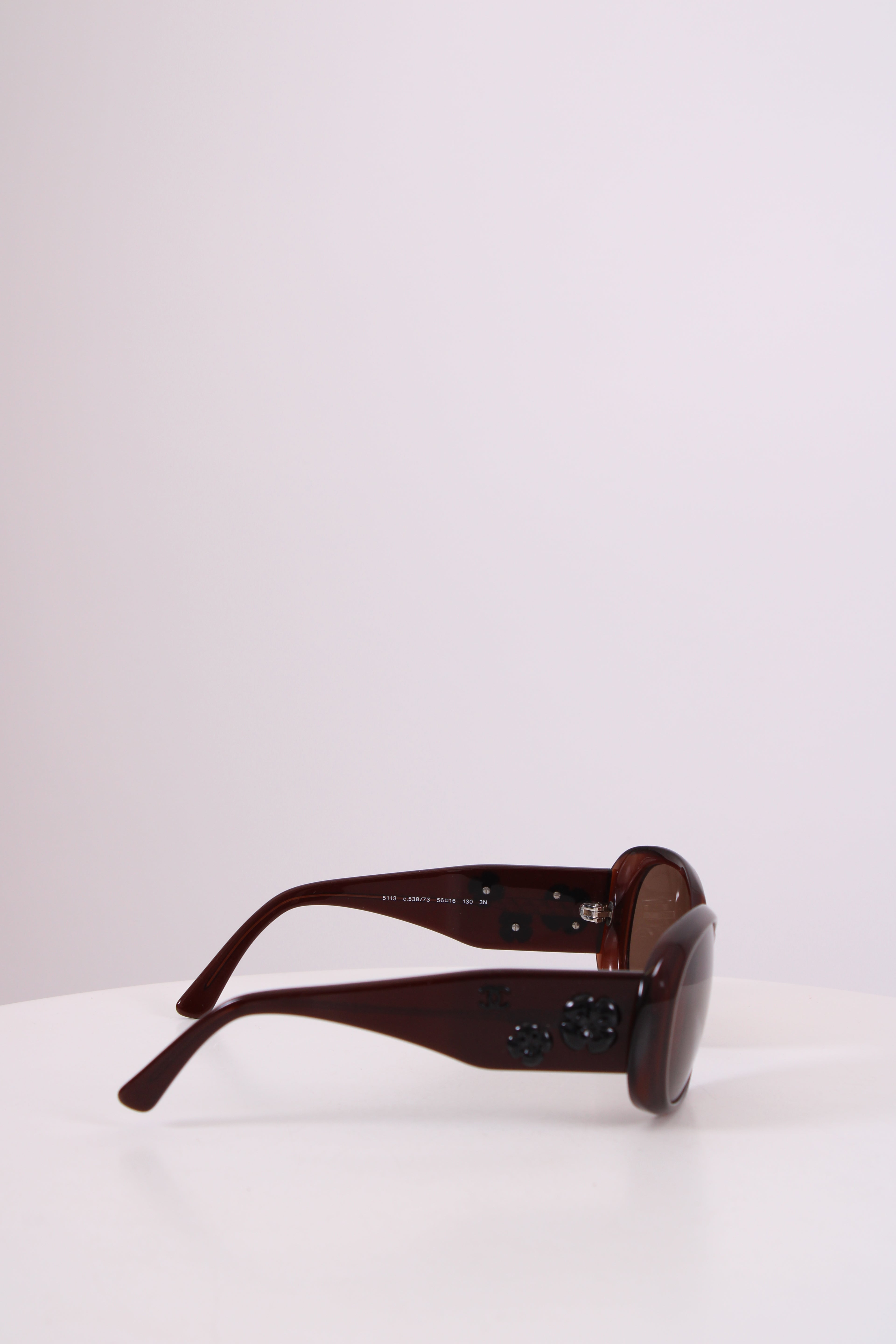 Chanel Camelia Flower Detail Sunglasses Brown