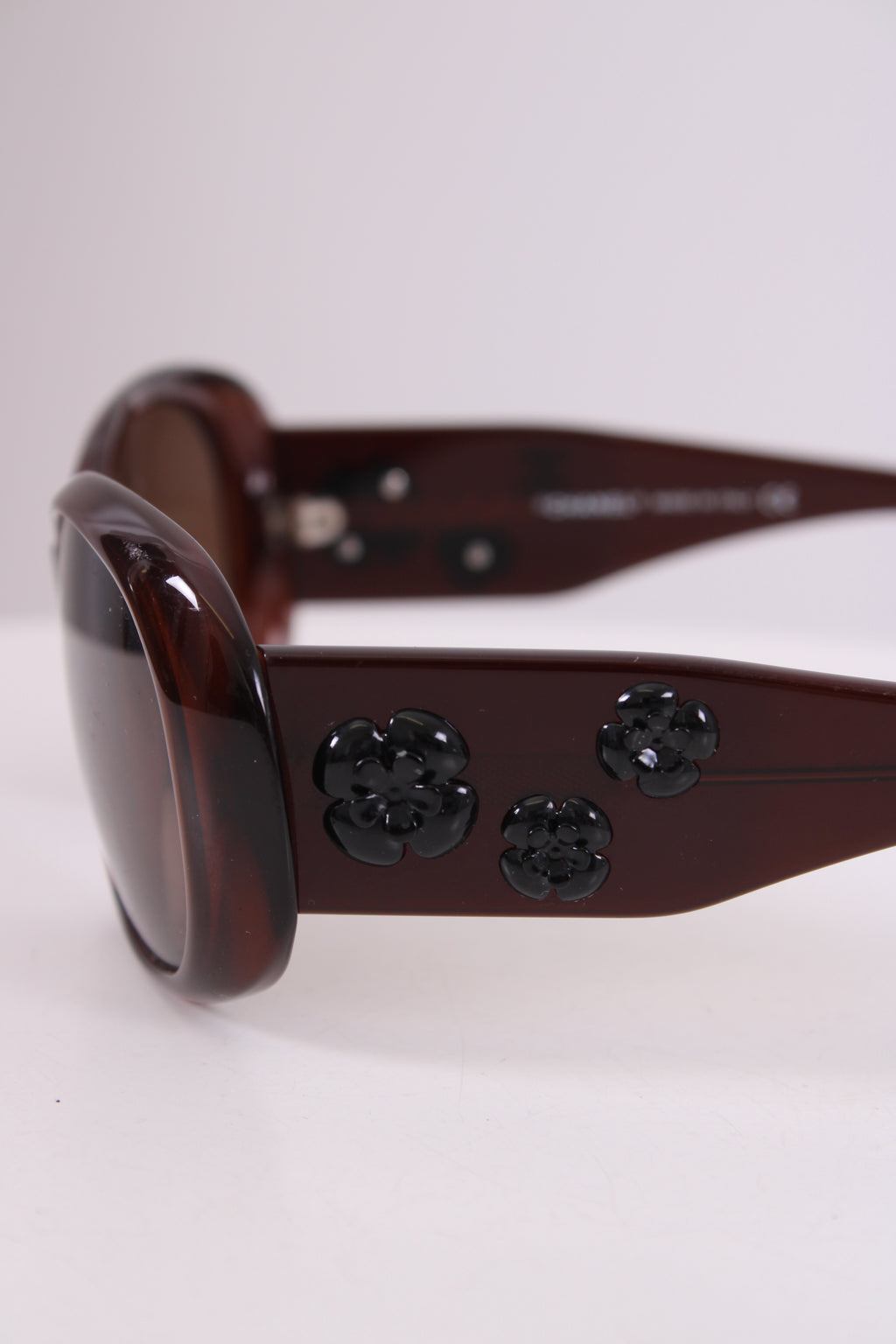 Chanel Camelia Flower Detail Sunglasses Brown