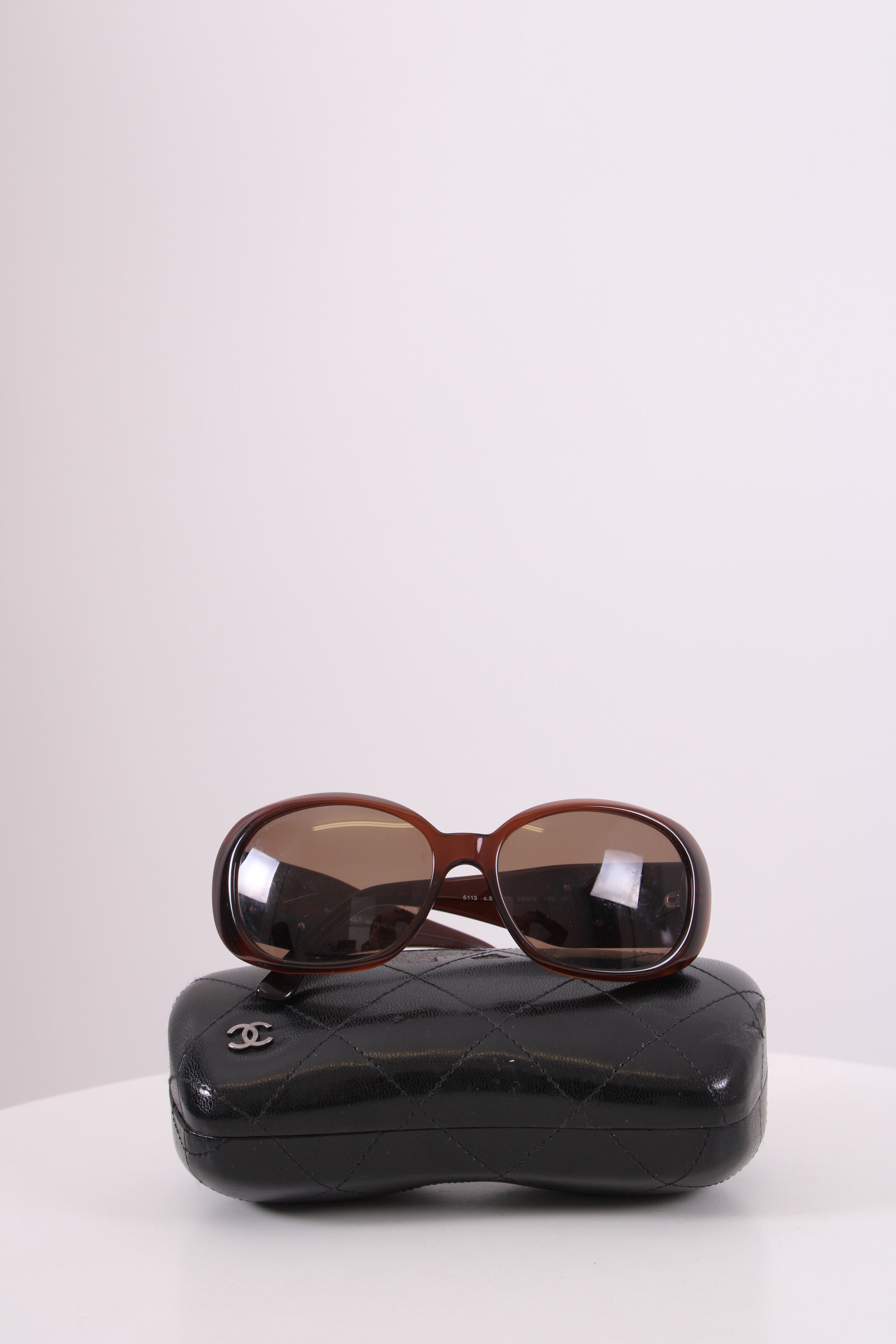 Chanel Camelia Flower Detail Sunglasses Brown