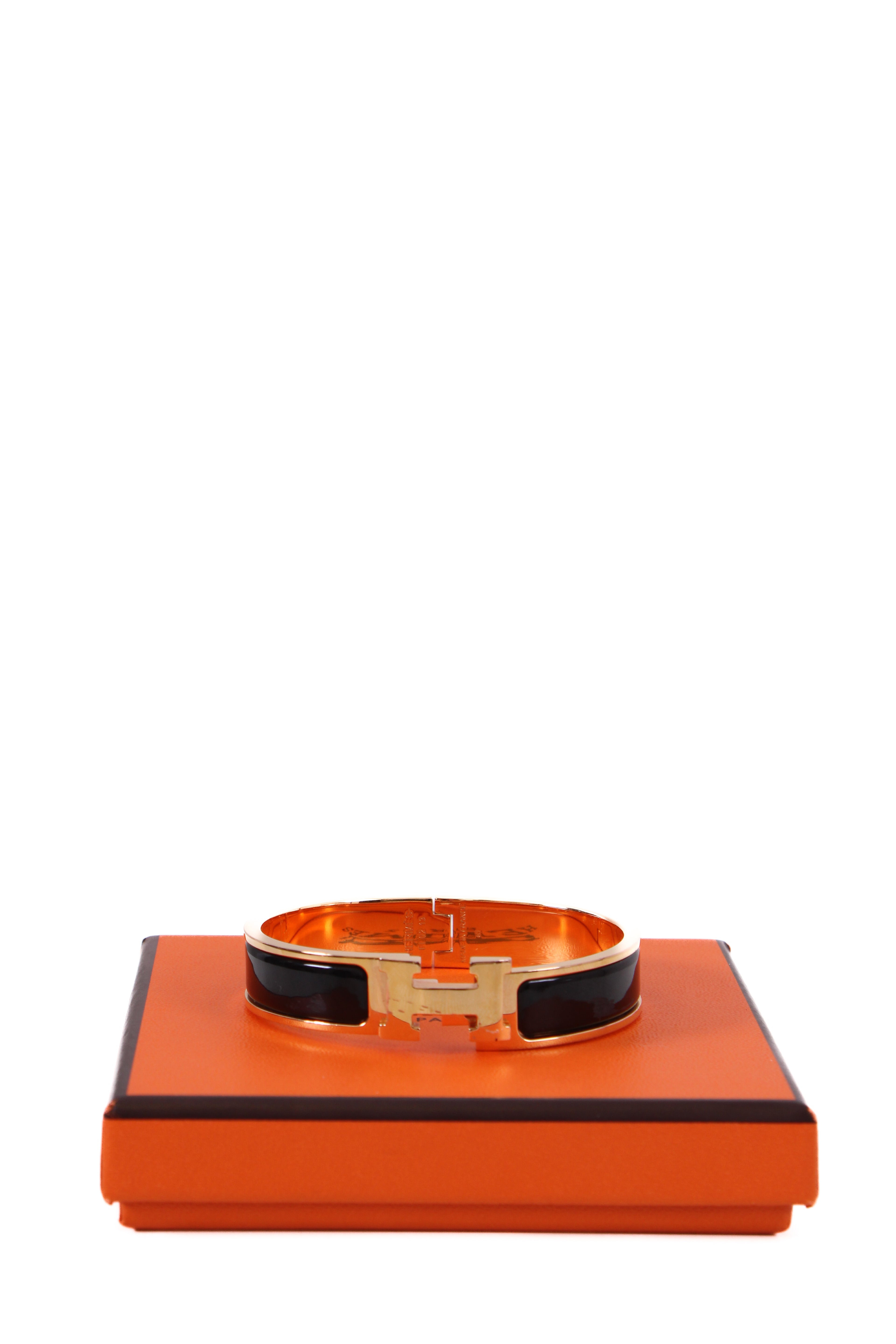 Hermes H Bracelet Black/ Gold