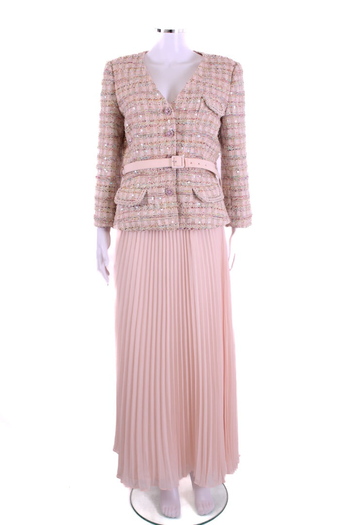 Self Portrait Boucle Tweed Jacket/ Dress Pink 14