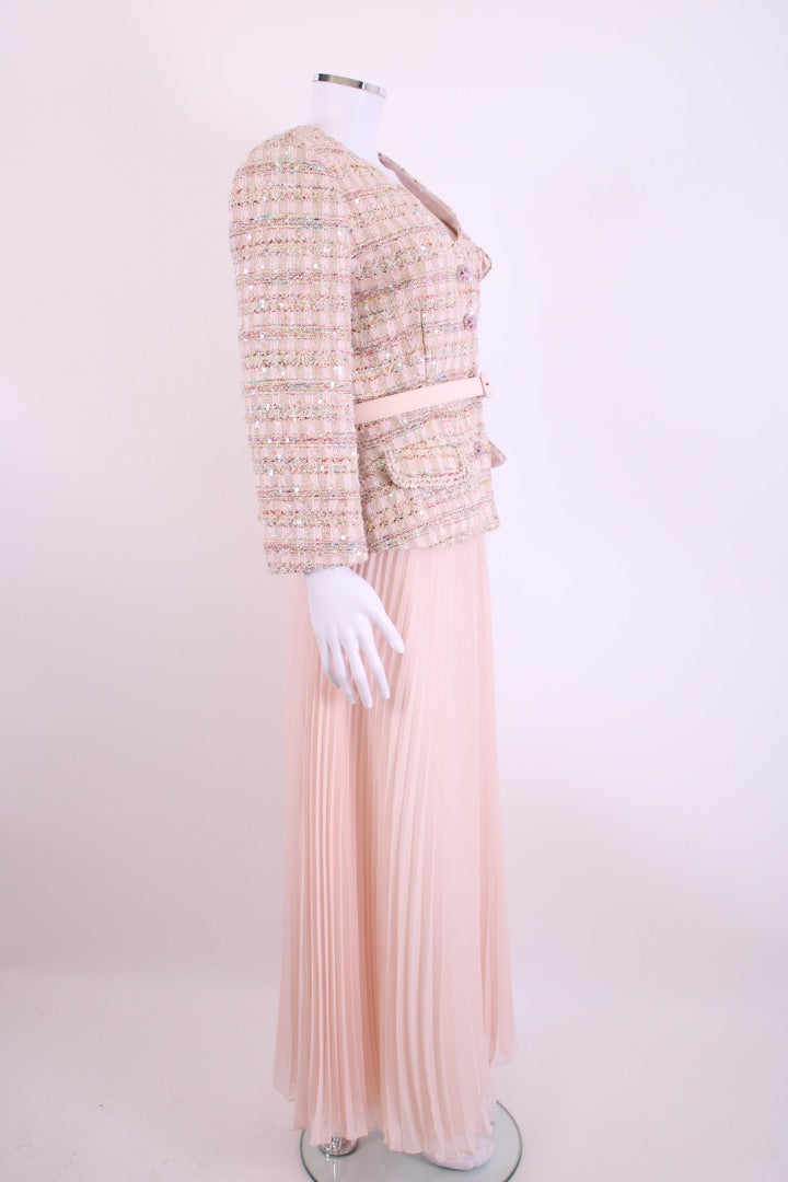 Self Portrait Boucle Tweed Jacket/ Dress Pink 14