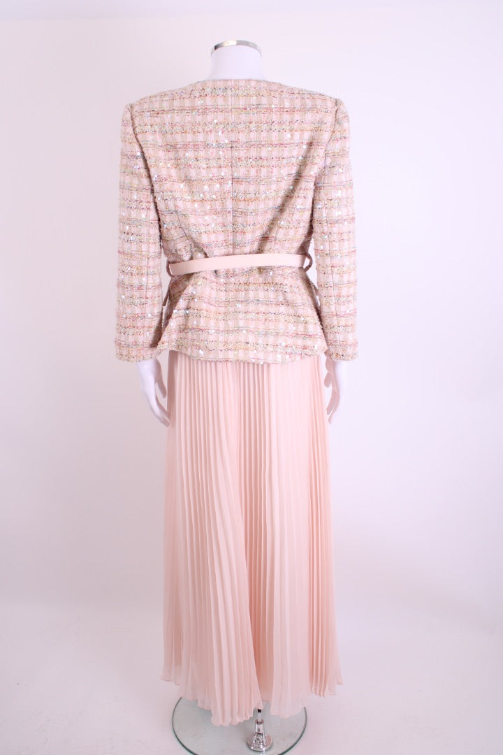 Self Portrait Boucle Tweed Jacket/ Dress Pink 14