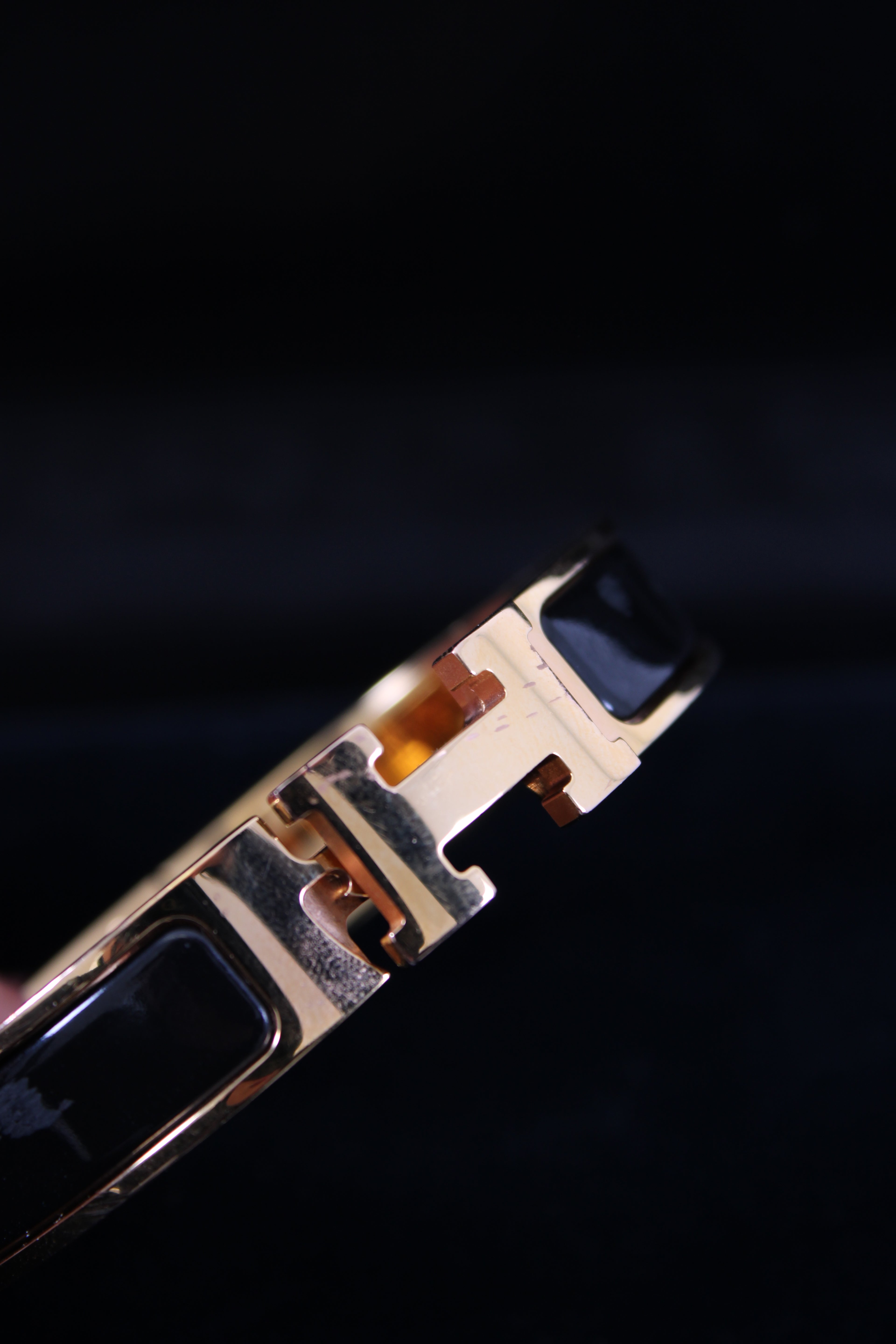 Hermes H Bracelet Black/ Gold