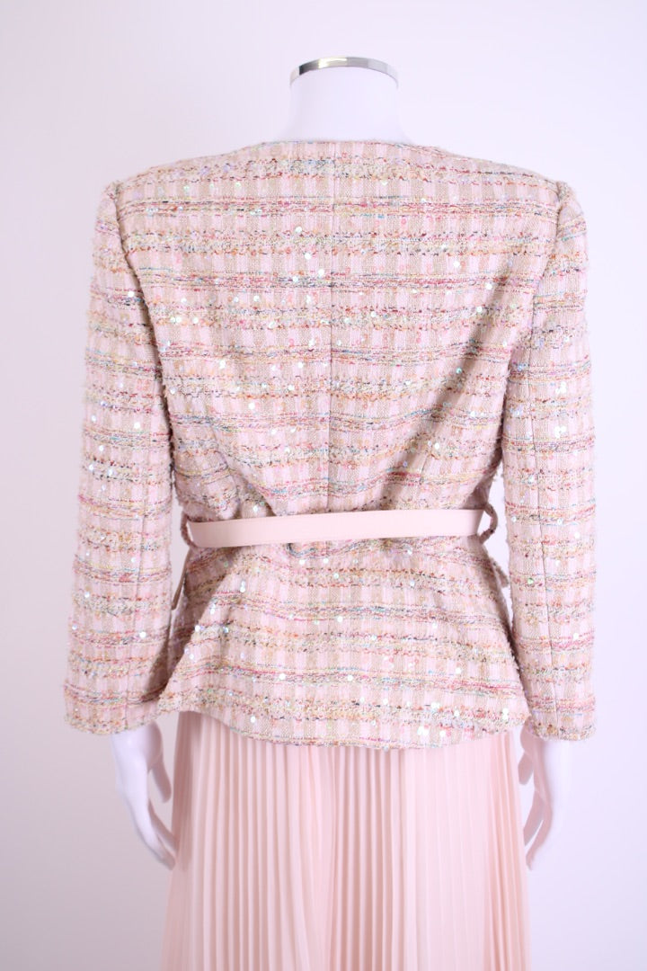 Self Portrait Boucle Tweed Jacket/ Dress Pink 14