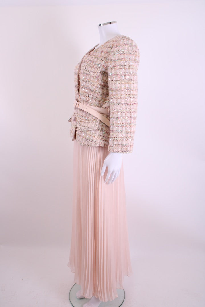Self Portrait Boucle Tweed Jacket/ Dress Pink 14