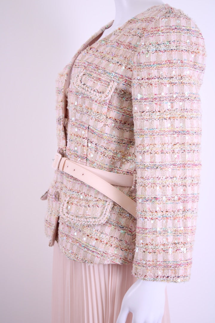 Self Portrait Boucle Tweed Jacket/ Dress Pink 14