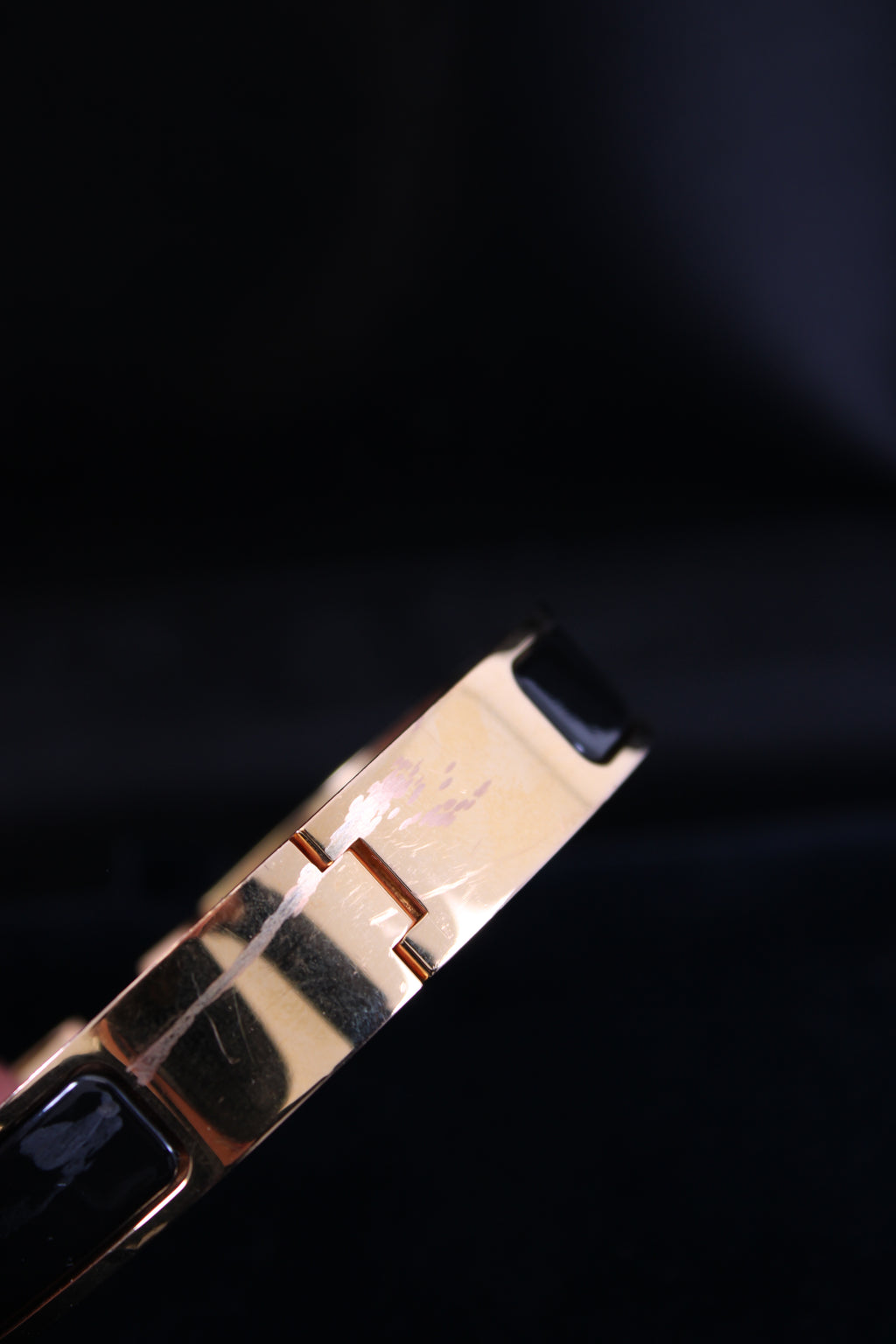 Hermes H Bracelet Black/ Gold