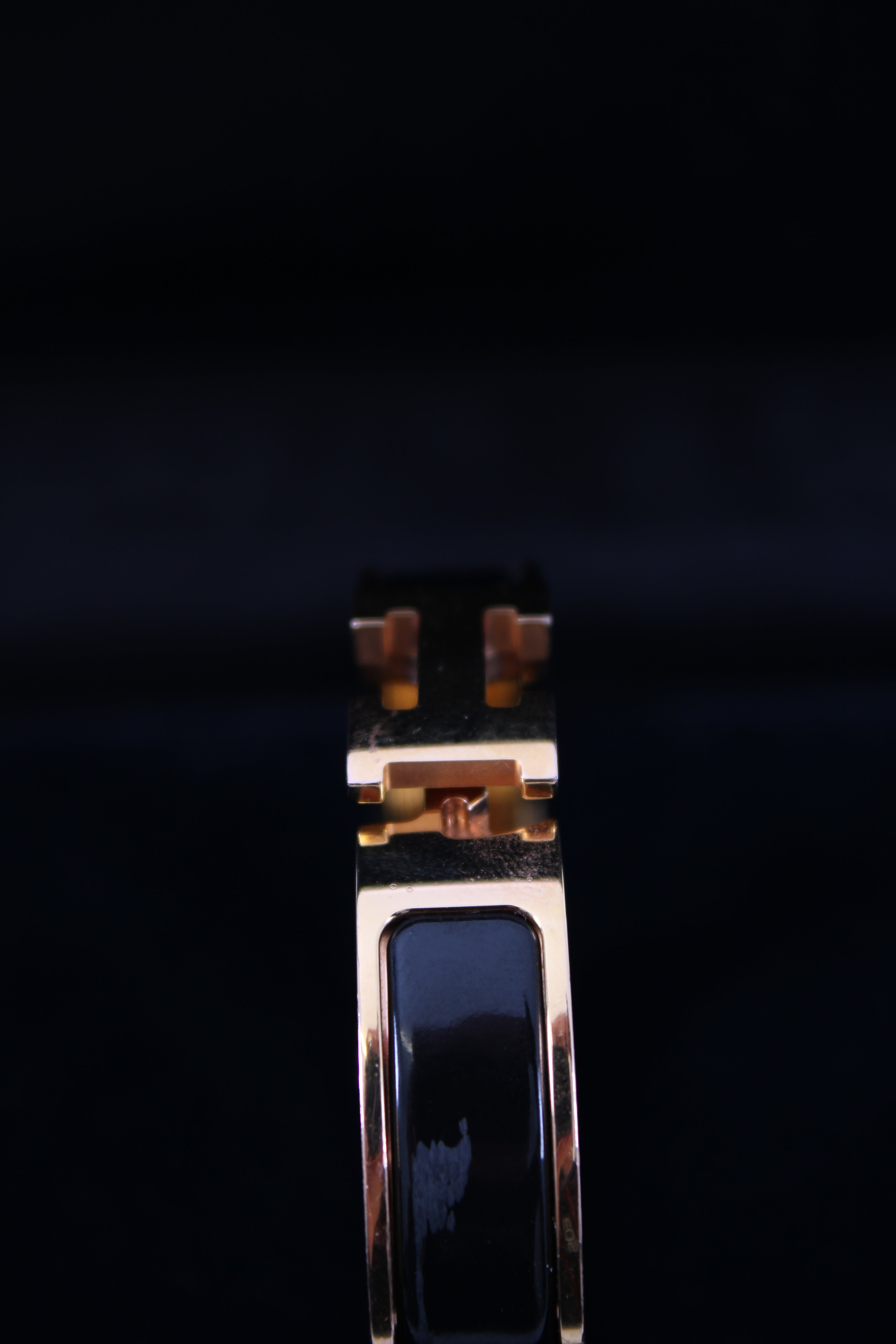 Hermes H Bracelet Black/ Gold