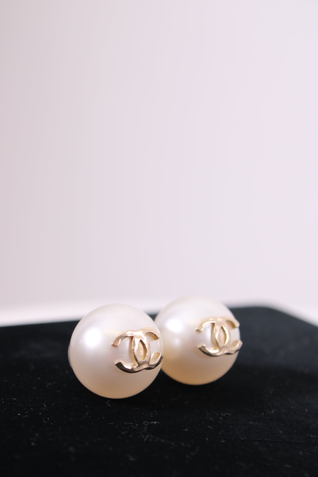 Chanel Faux Pearl Earrings Gold