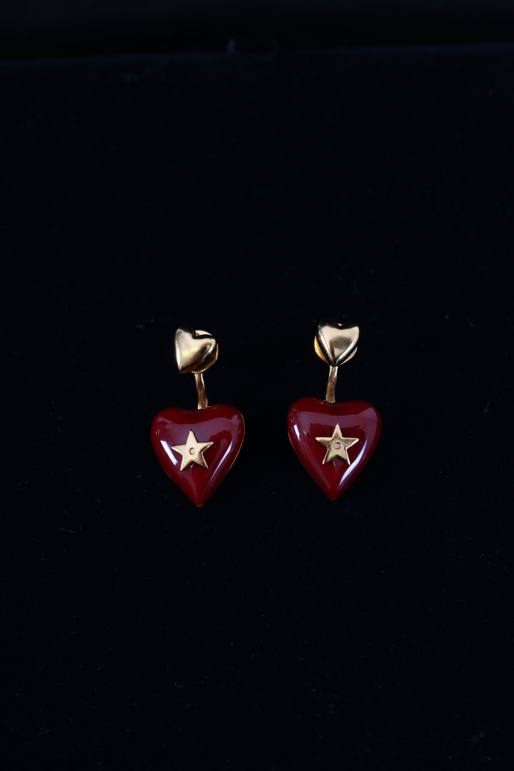 Christian Dior Heart Drop Earrings Red