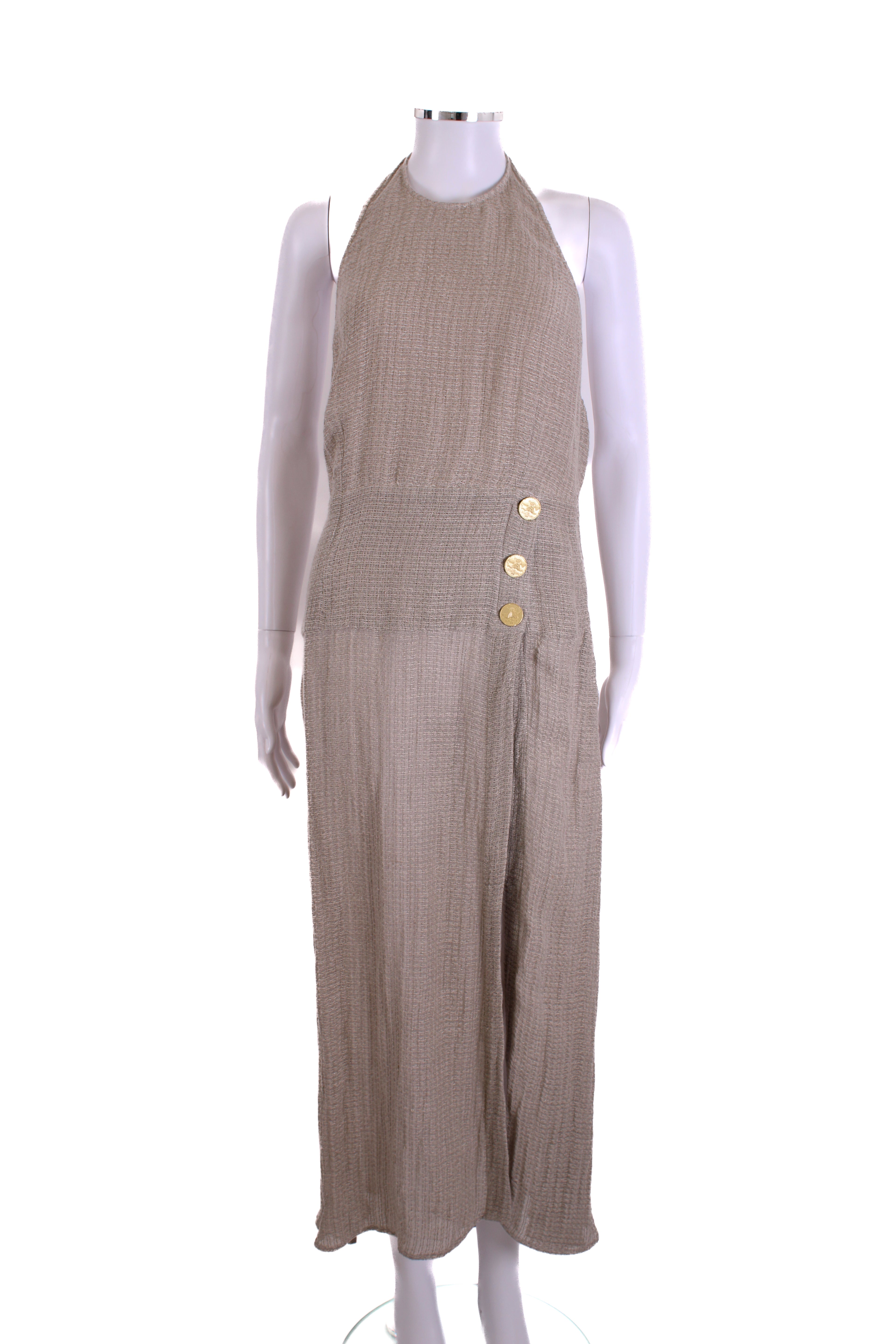 Le Kasha Halter Neck Split Dress Grey S