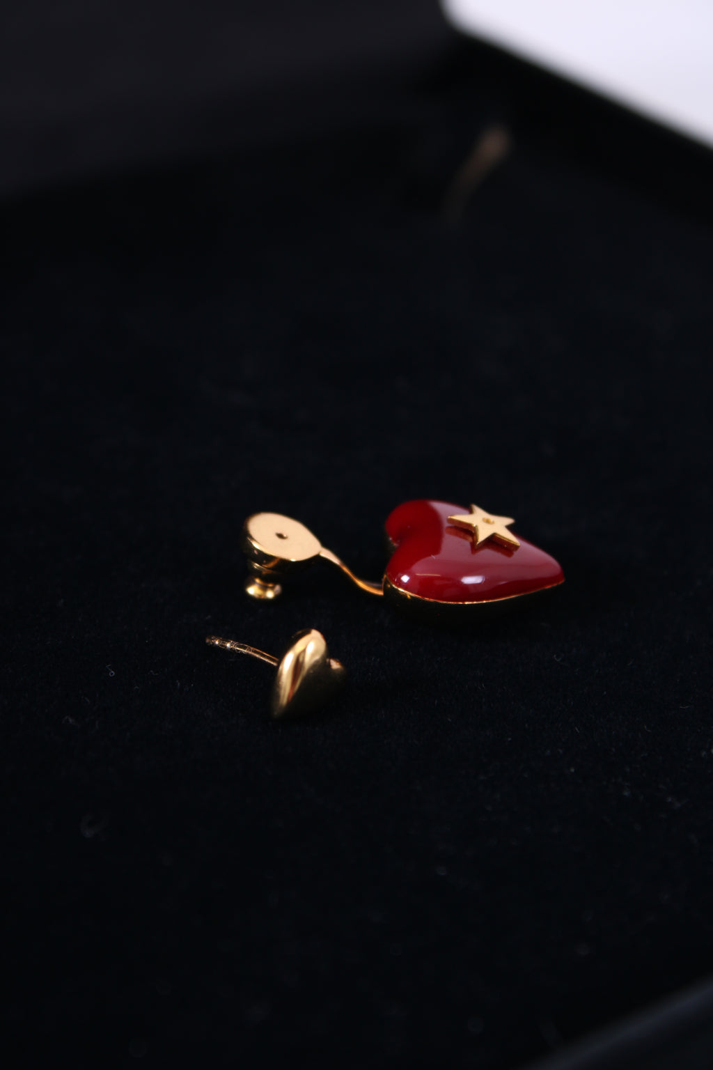 Christian Dior Heart Drop Earrings Red