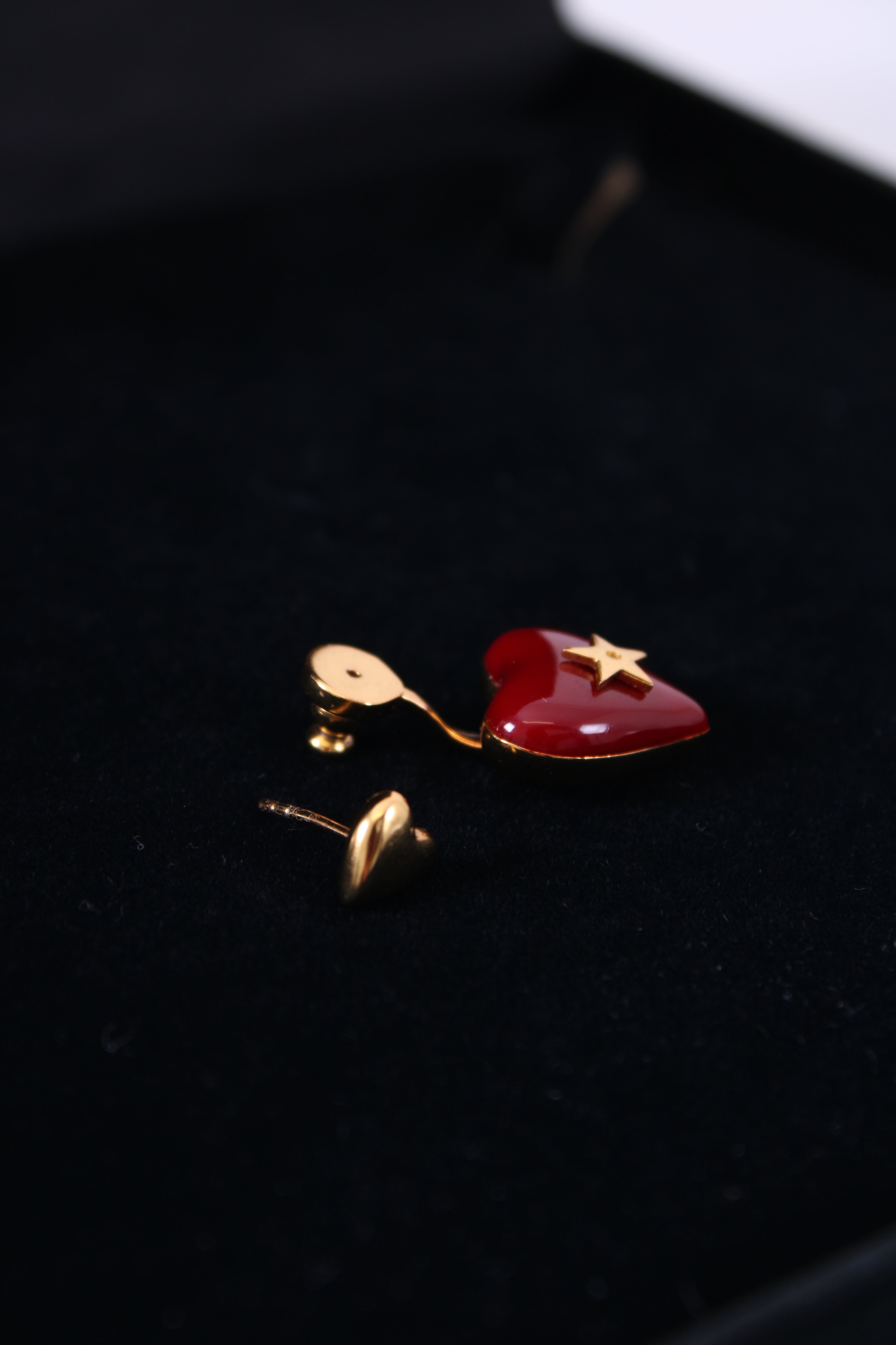 Christian Dior Heart Drop Earrings Red