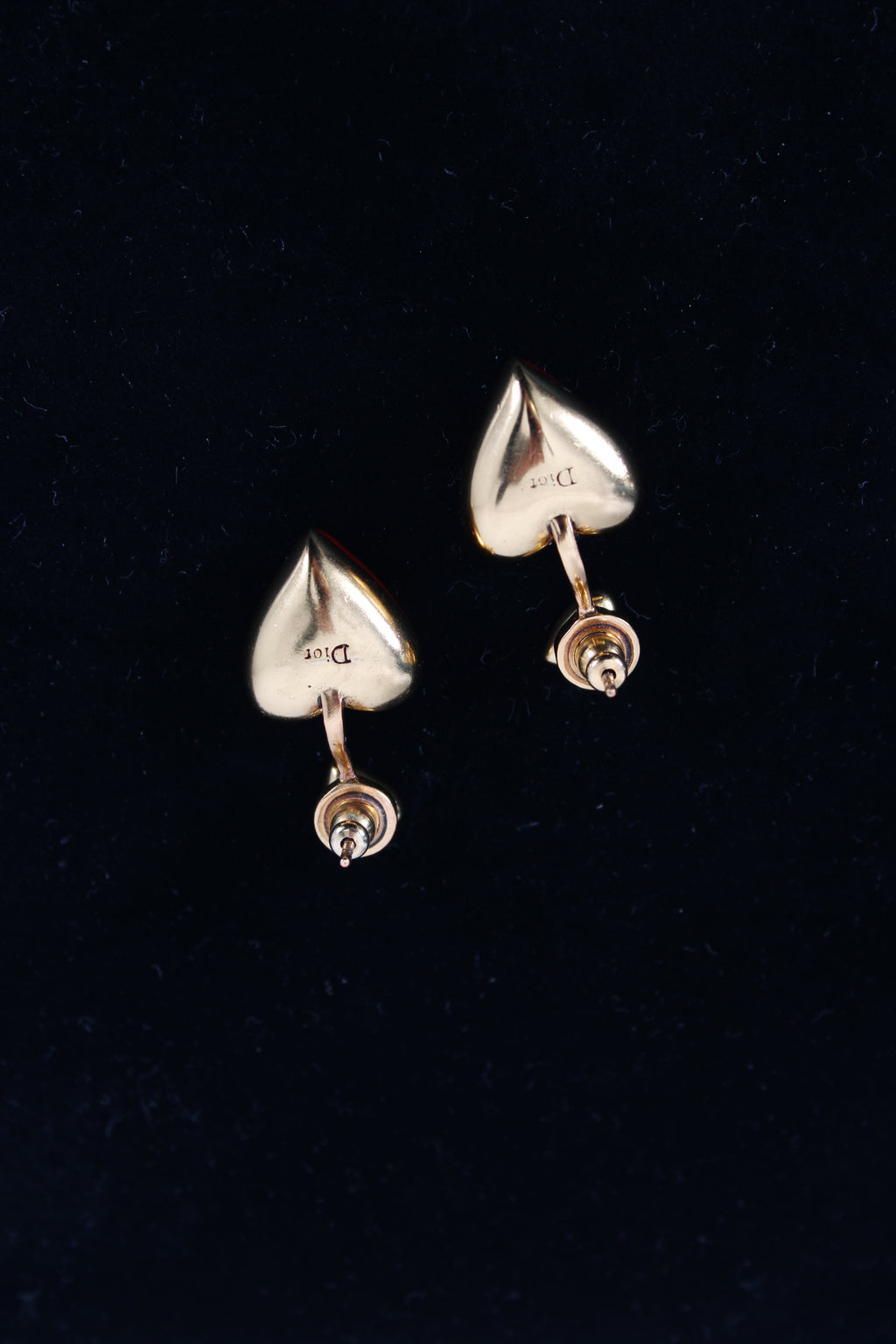 Christian Dior Heart Drop Earrings Red