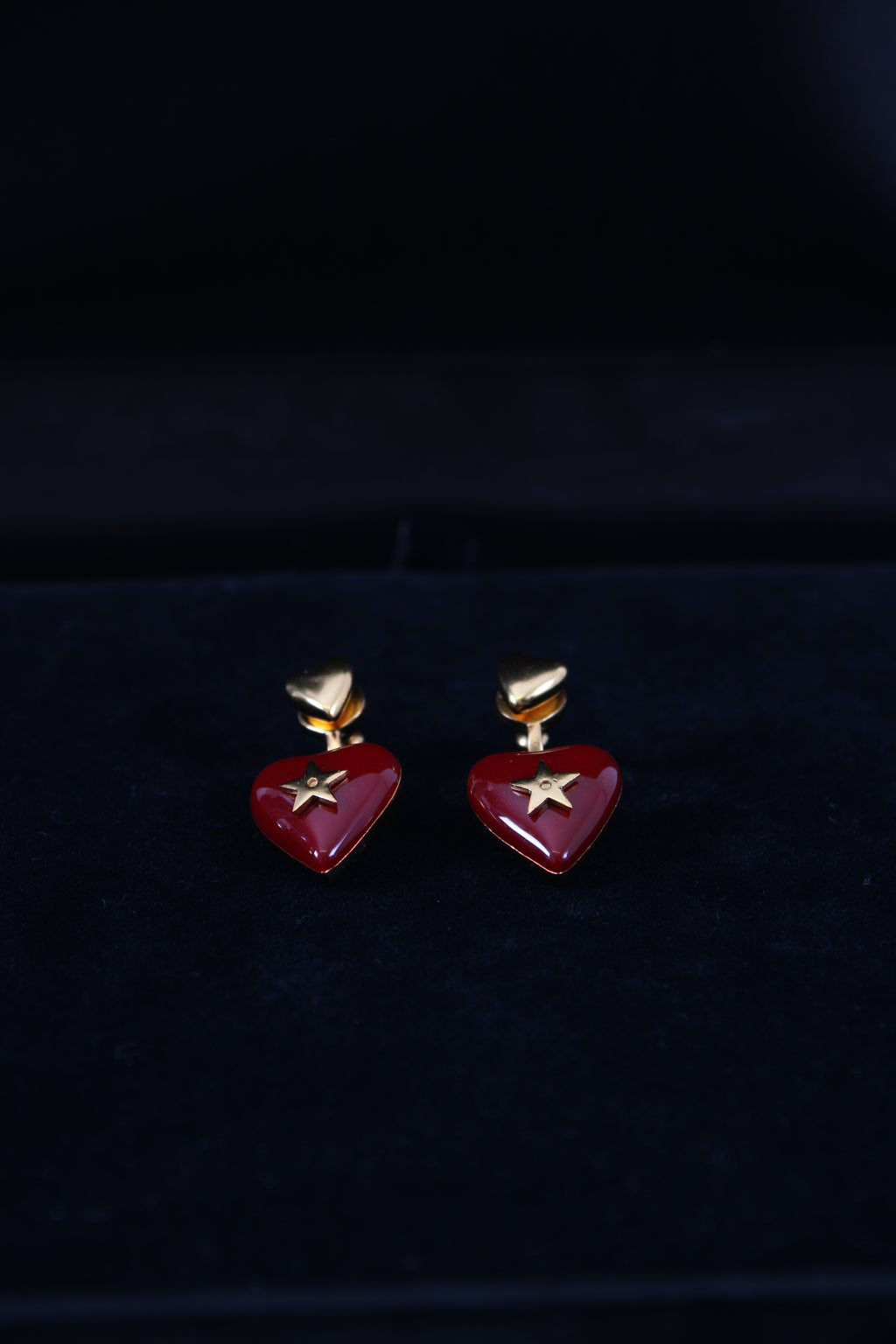 Christian Dior Heart Drop Earrings Red