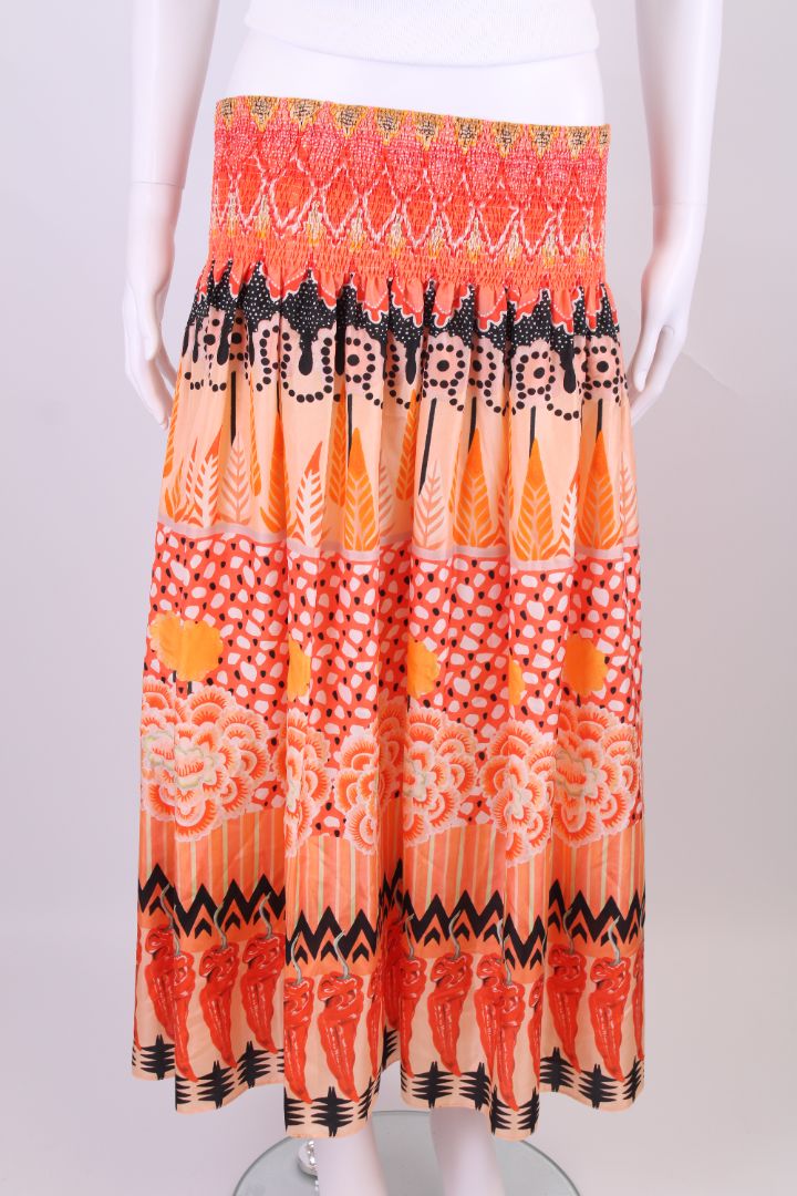 Temperley London Print Skirt Orange/ Cream 12