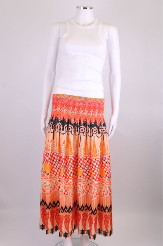 Temperley London Print Skirt Orange/ Cream 12