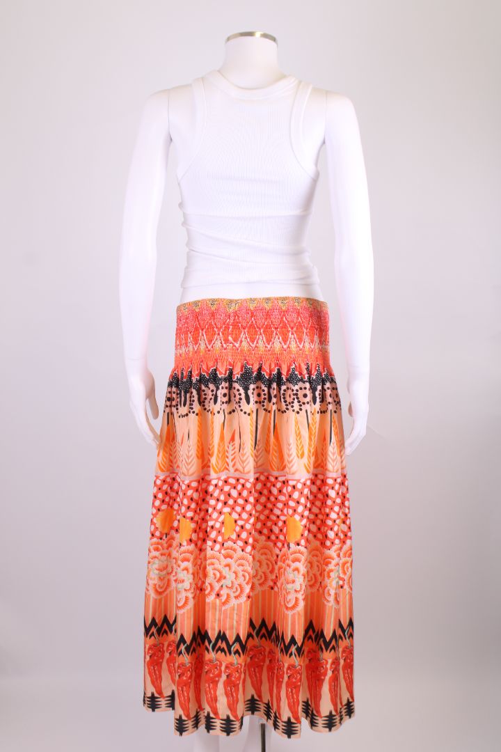 Temperley London Print Skirt Orange/ Cream 12
