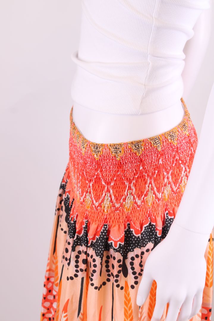 Temperley London Print Skirt Orange/ Cream 12