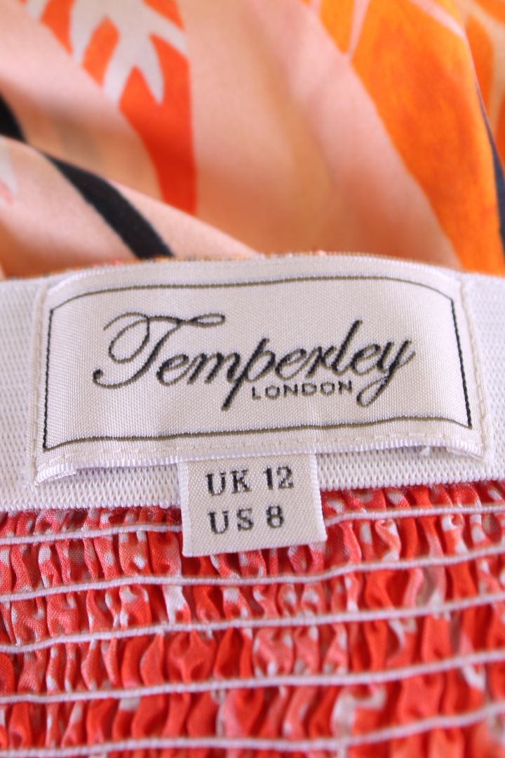 Temperley London Print Skirt Orange/ Cream 12