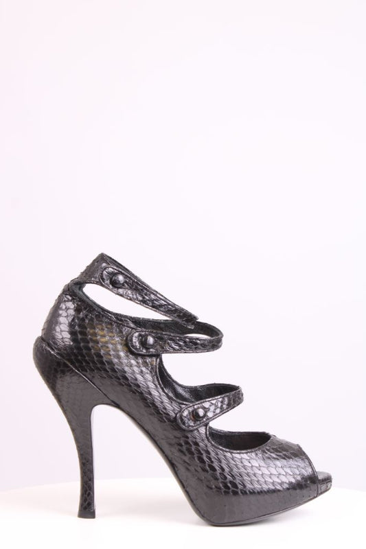 Christian Dior Python Peep Toe Black 39