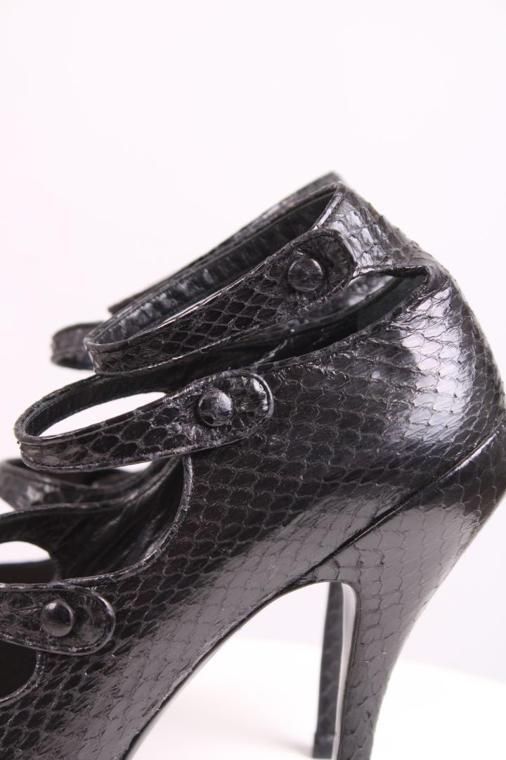 Christian Dior Python Peep Toe Black 39