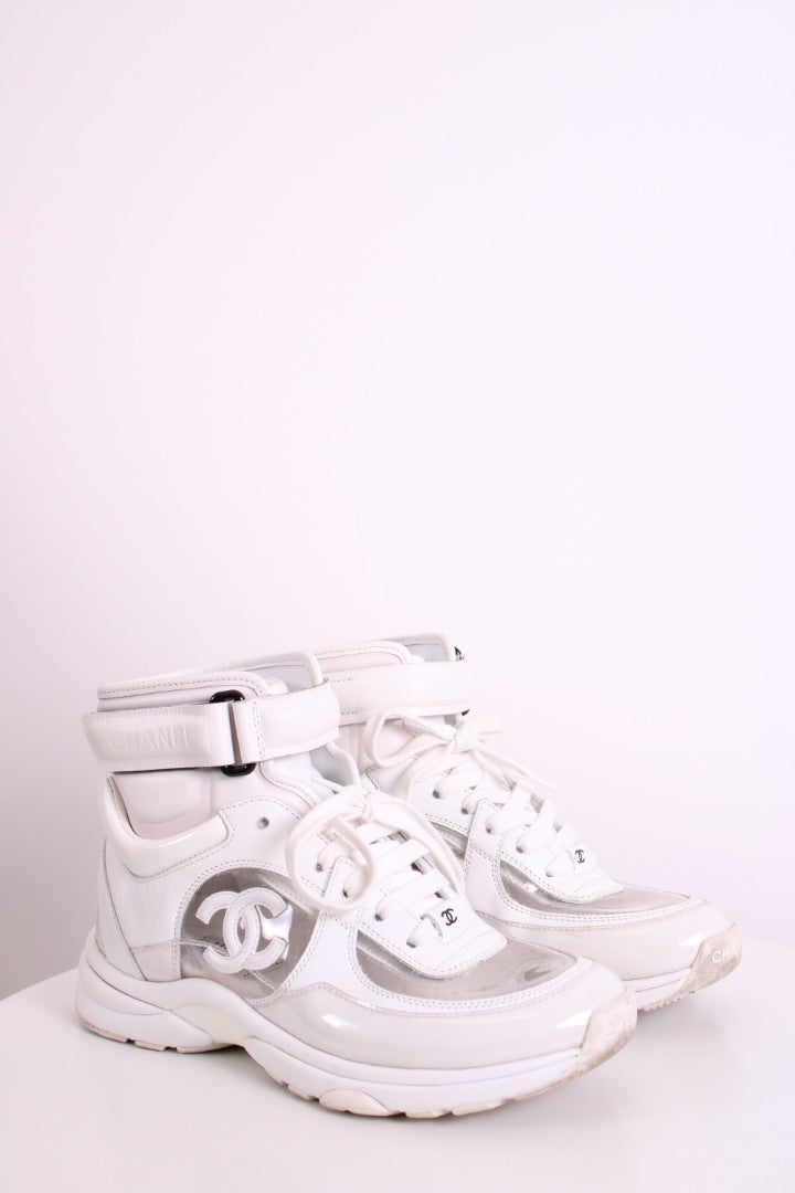 Chanel High Top PVC Trainers White 36