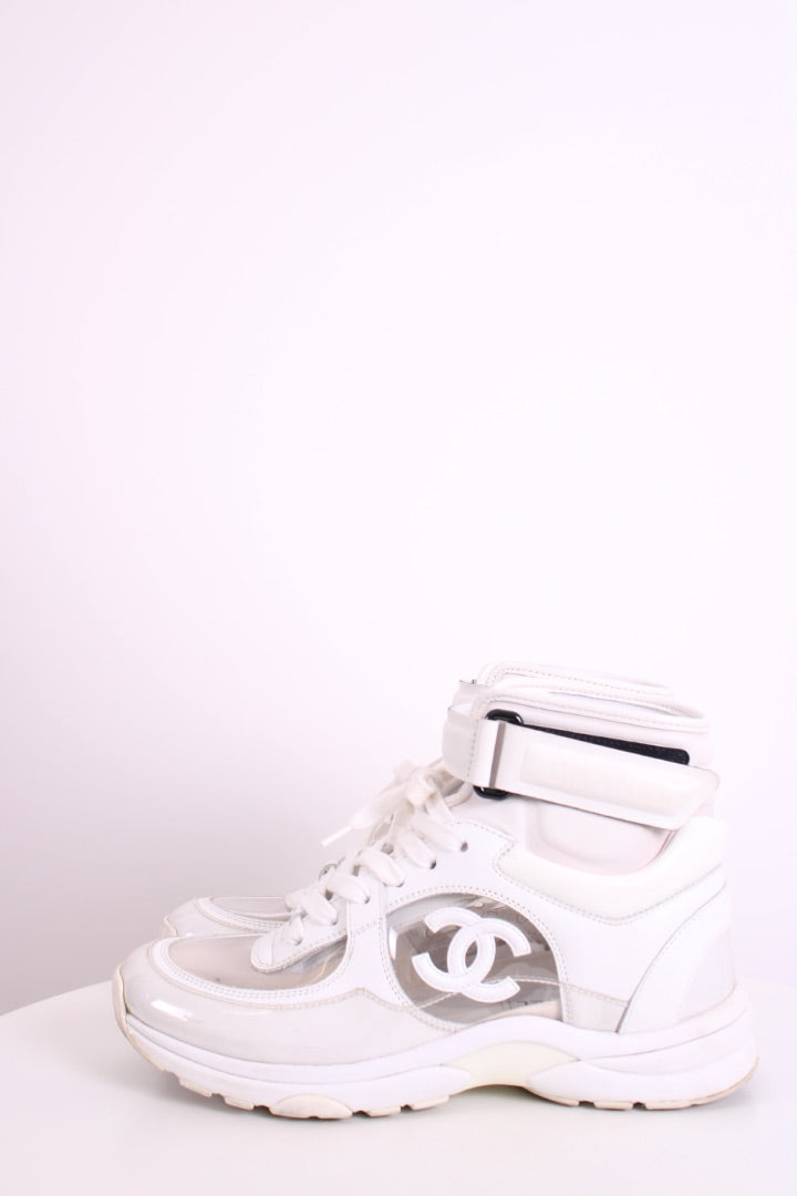 Chanel High Top PVC Trainers White 36
