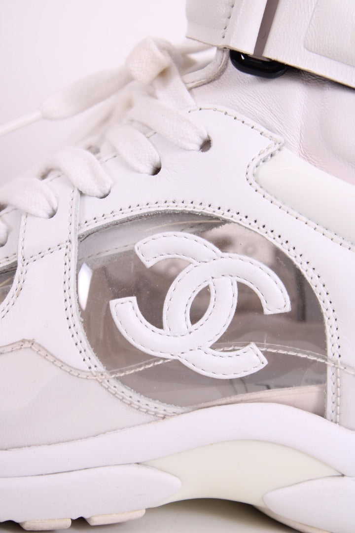 Chanel High Top PVC Trainers White 36