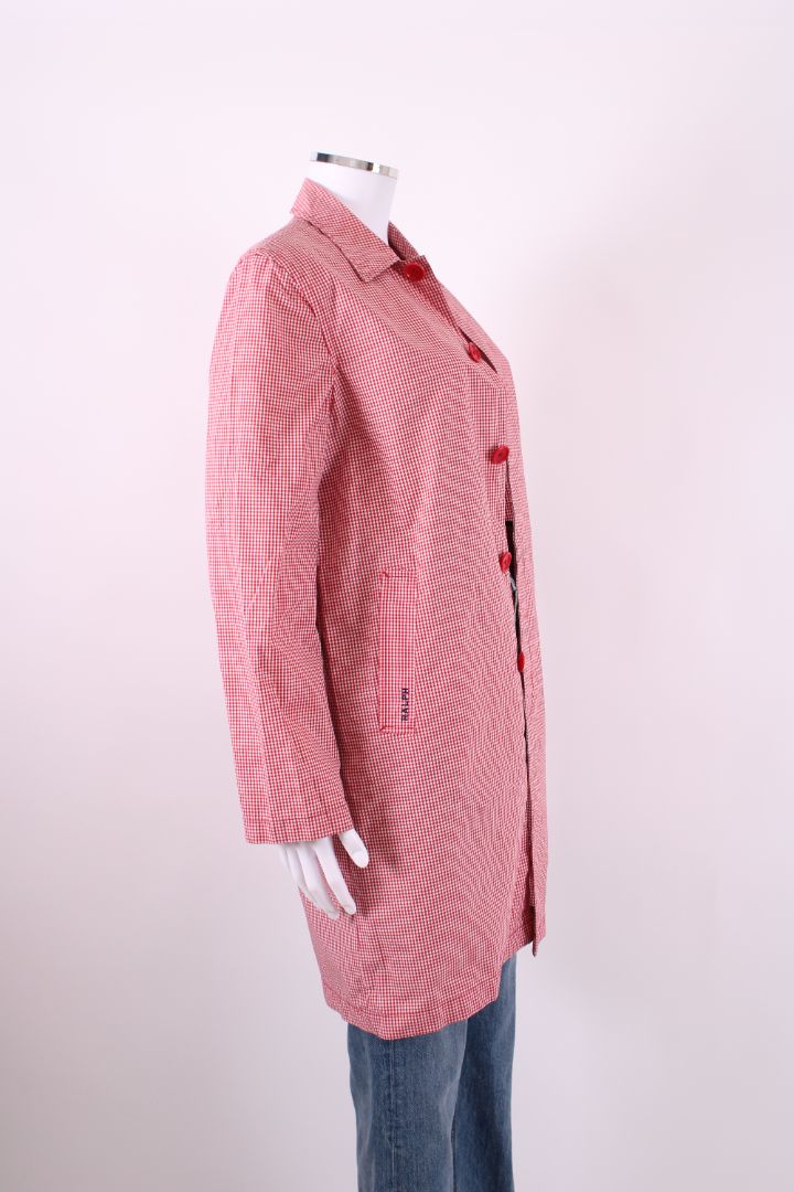 Ralph Gingham Trench Overcoat Red/White S