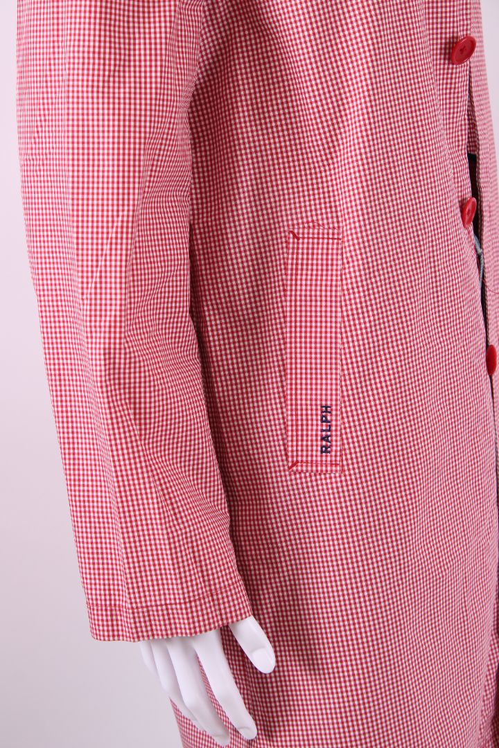 Ralph Gingham Trench Overcoat Red/White S