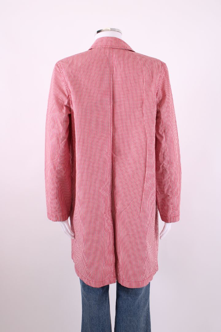Ralph Gingham Trench Overcoat Red/White S