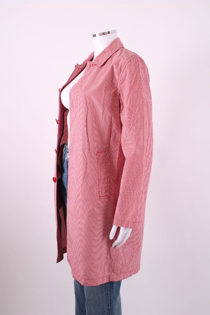 Ralph Gingham Trench Overcoat Red/White S