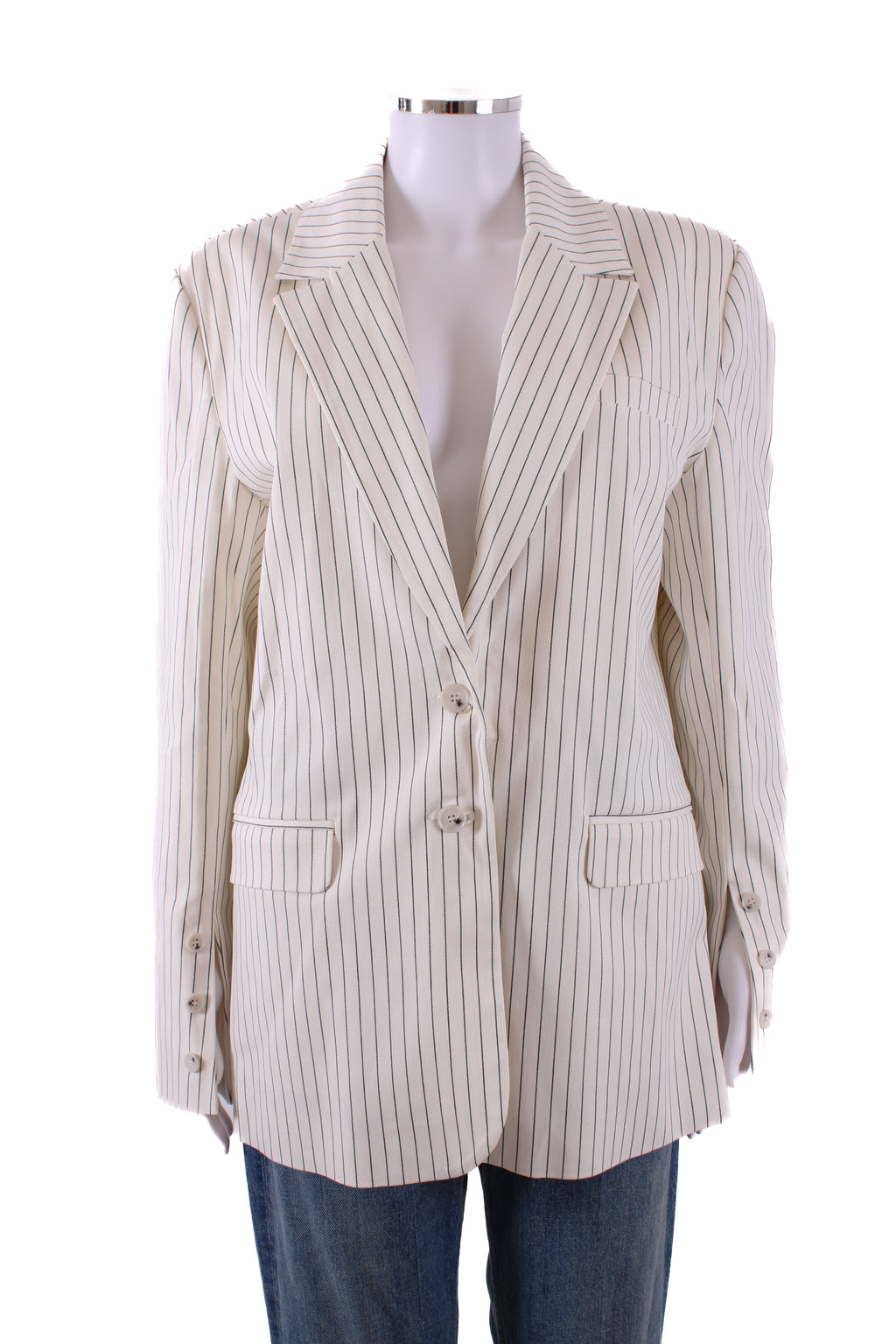Levate Room Graham Pinstripe Blazer White/ Black 40