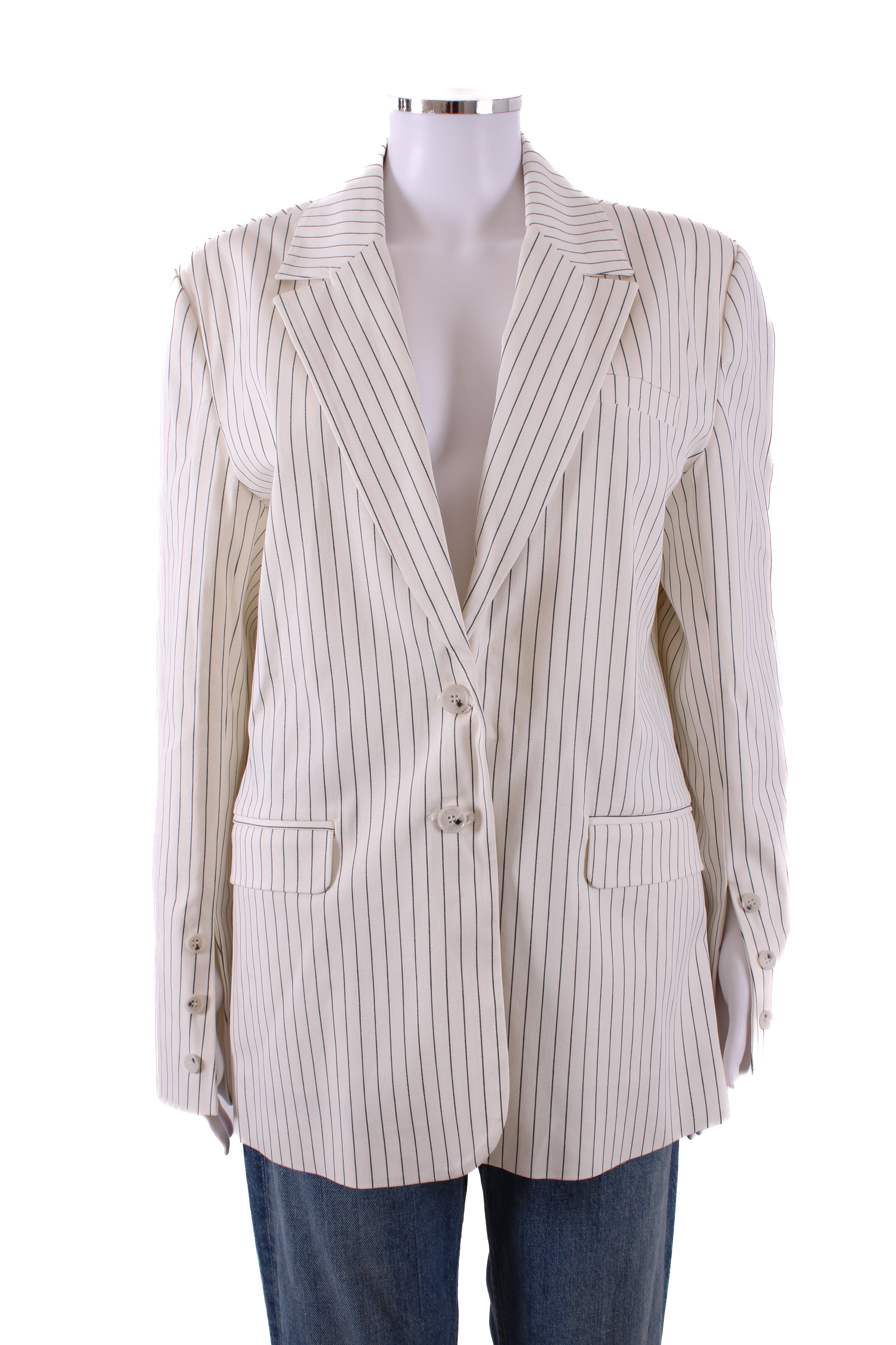 Levate Room Graham Pinstripe Blazer White/ Black 40