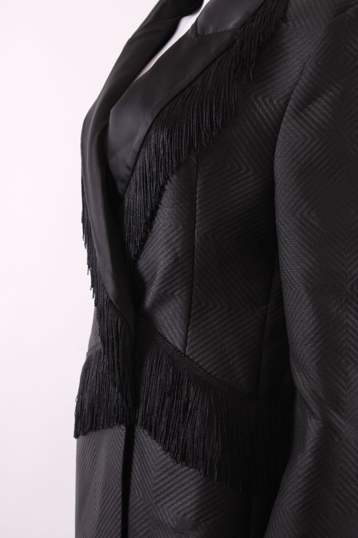 Rotate Birger Christensen Shannon Tassle Blazer Mini Dress Black 10
