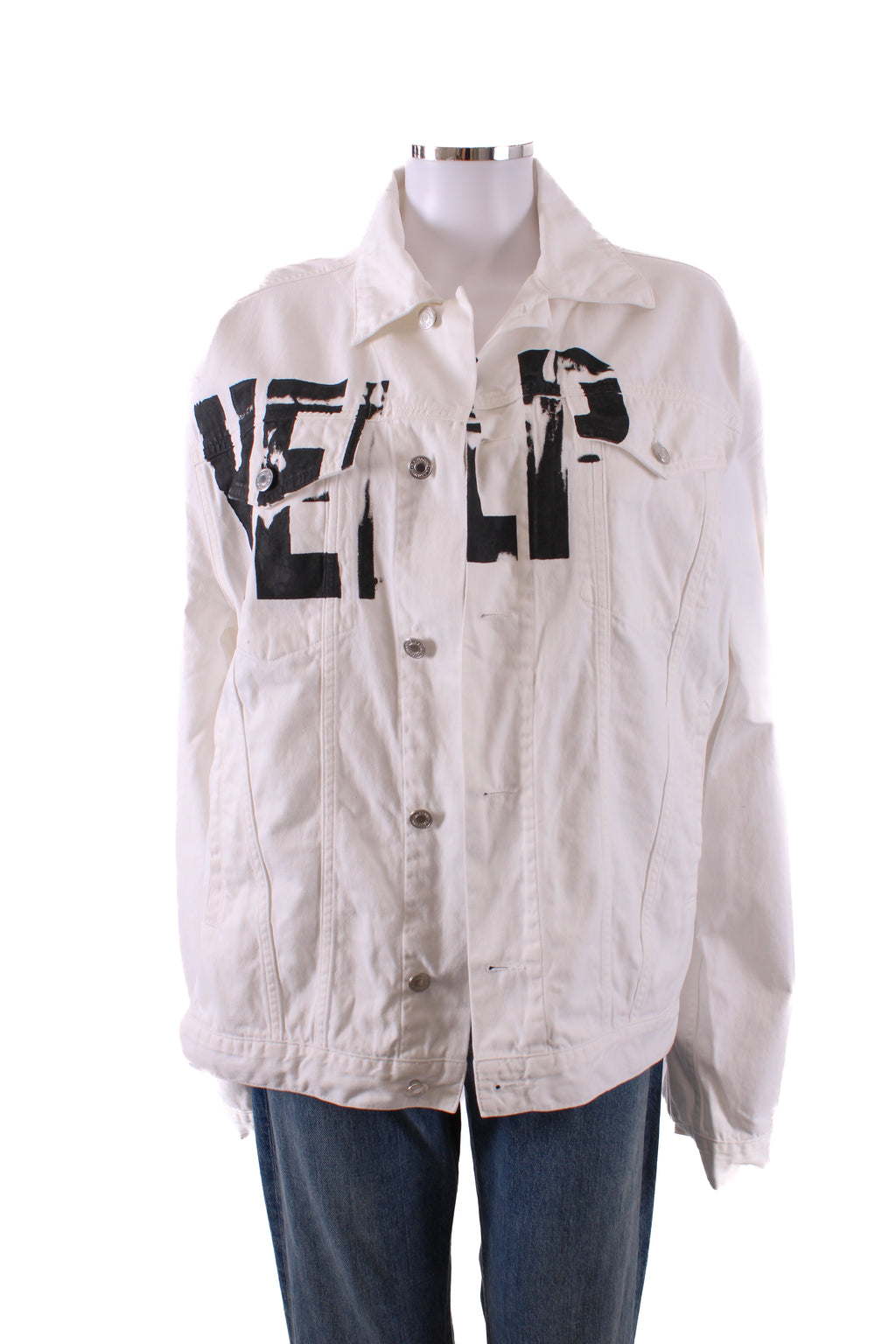 Katherine Hamnet London Help Denim Jacket White/Black S