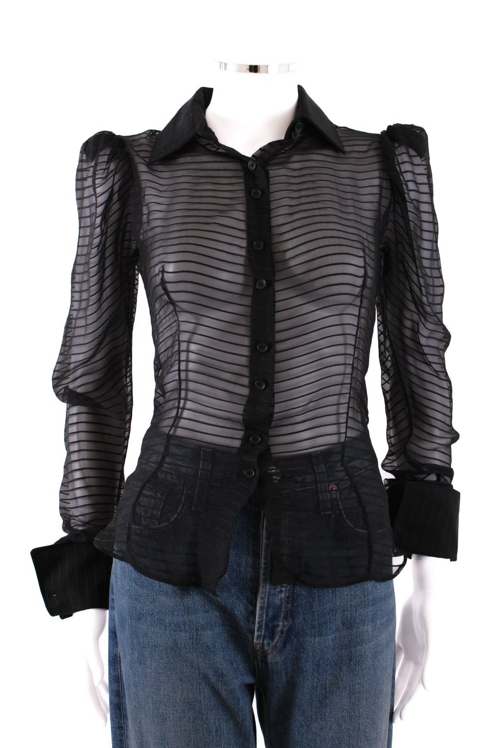 Stella McCartney L/S Sheer Blouse Black 8