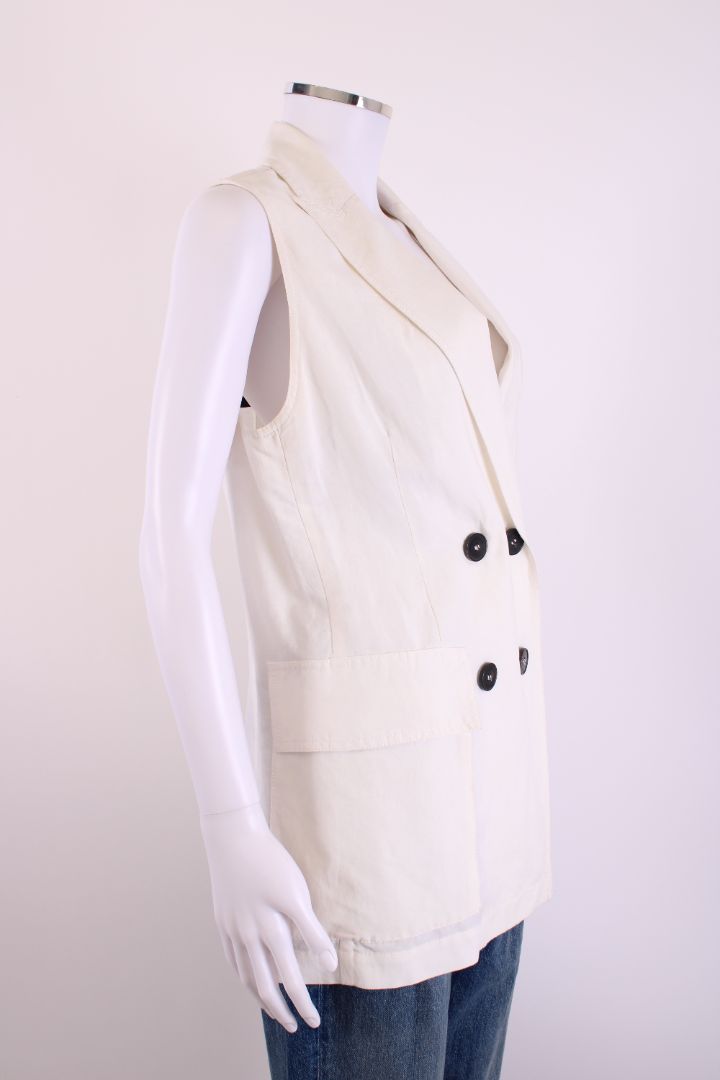 Roberto Collina Double Breasted Waist Coat Cream XS