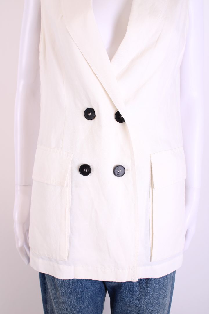 Roberto Collina Double Breasted Waist Coat Cream XS