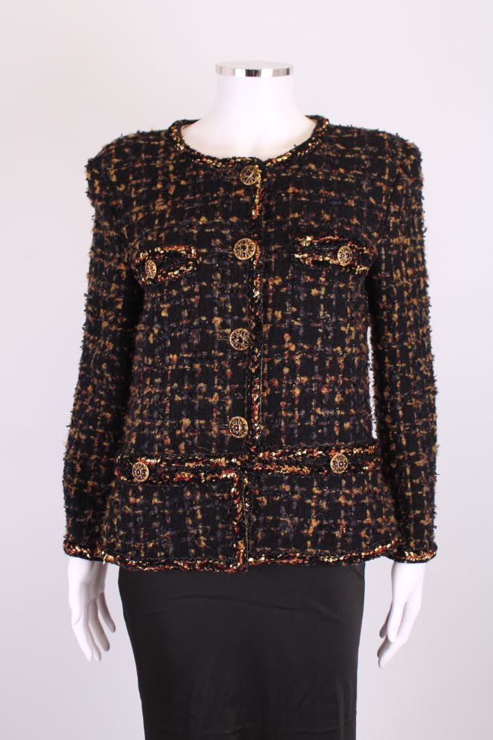 Chanel Jacket Black Embellished 40