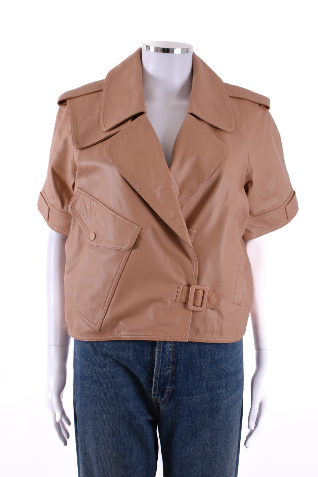 Max & Moi Cropped Biker Jacket Nude 8