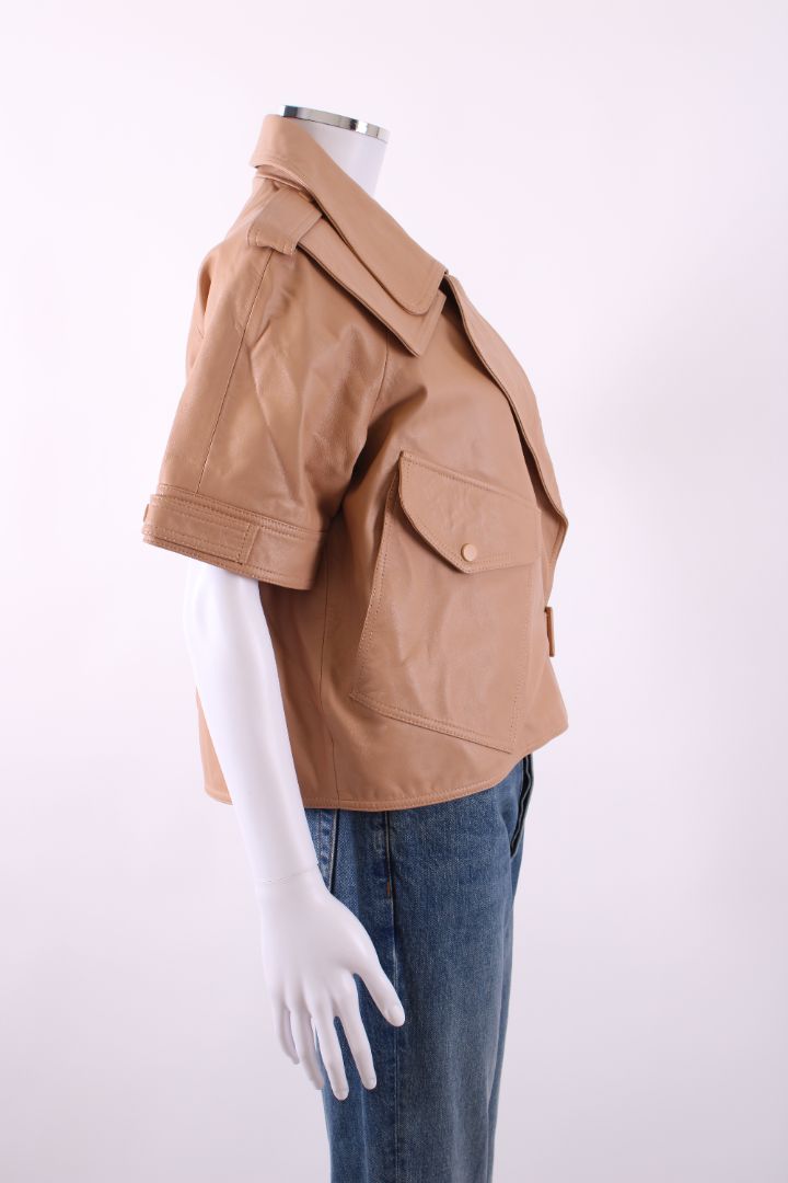 Max & Moi Cropped Biker Jacket Nude 8