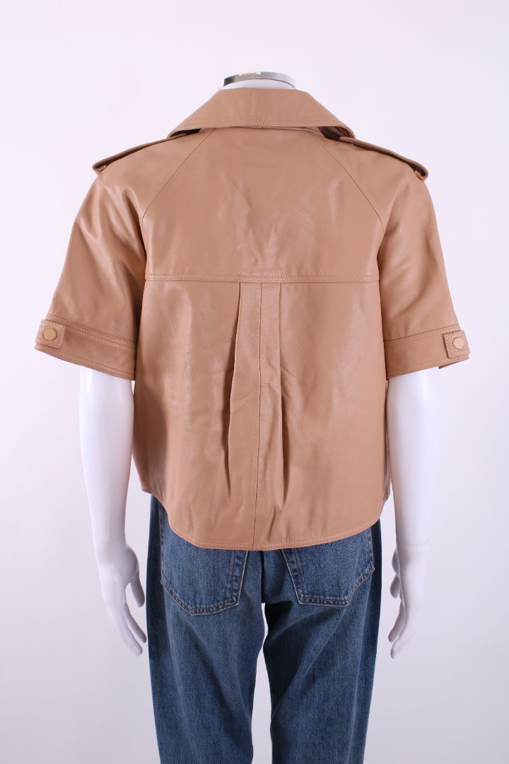 Max & Moi Cropped Biker Jacket Nude 8