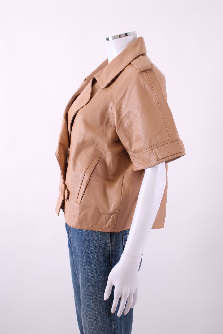 Max & Moi Cropped Biker Jacket Nude 8