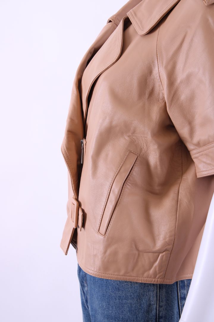 Max & Moi Cropped Biker Jacket Nude 8
